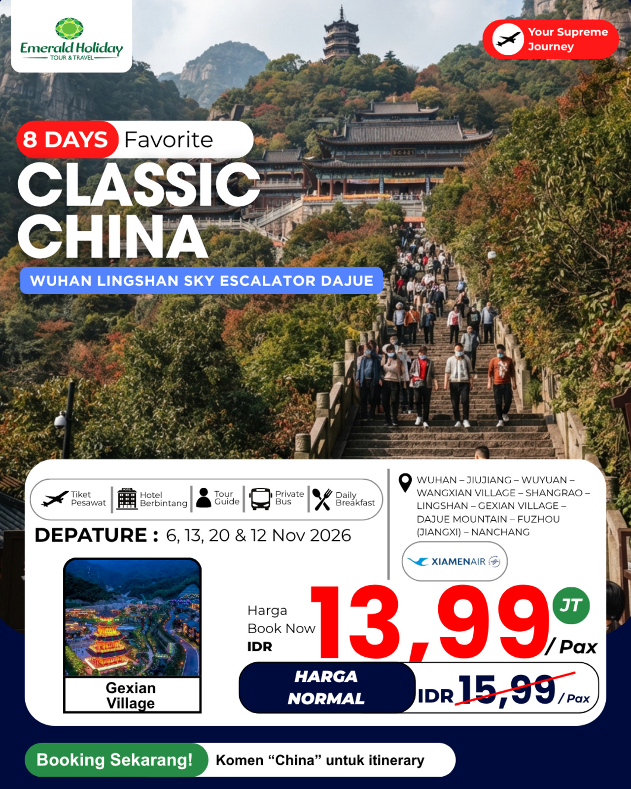 8D WUHAN LINGSHAN SKY ESCALATOR DAJUE 6,12,13,20 NOV 26